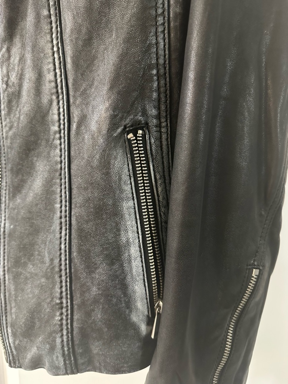 Black Leather Moto Jacket - Picture 9 of 15